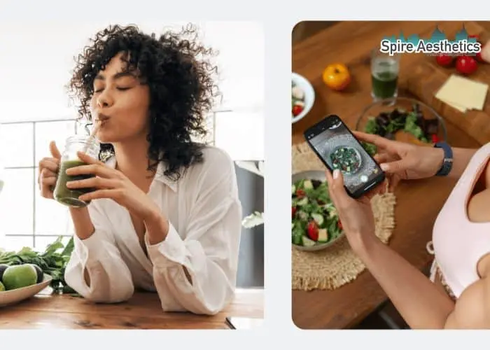 Image of woman looking into her diet and fat freezing Oxshott to improve her health