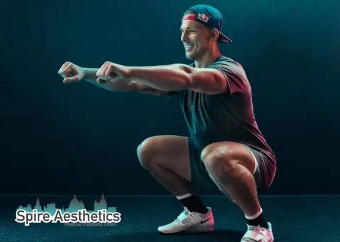 Image of man build leg muscle Oxshott through exercise